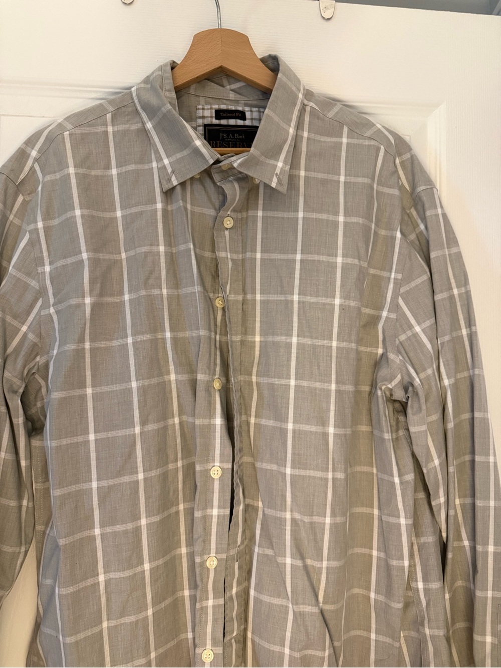 Men's Jos. A. Bank Reserve Taupe Plaid Button-Down Shirt